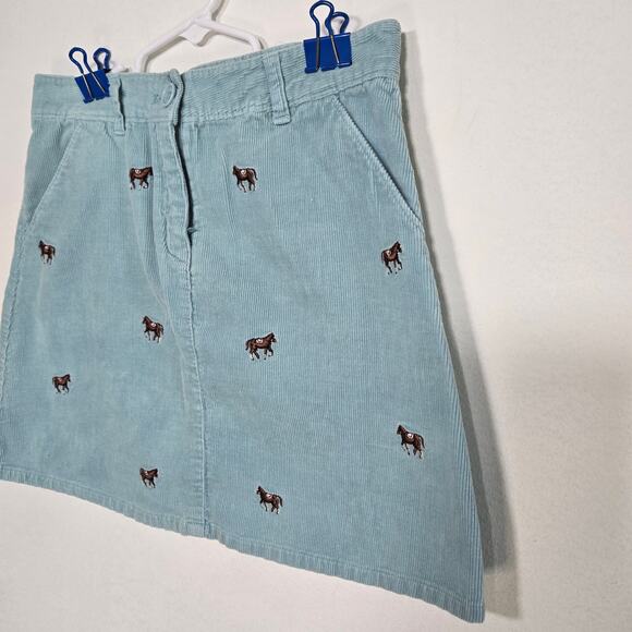 E. Land  Girls Light Blue Corduroy Skirt With Embroidered Horses. Size 12. - Picture 3 of 7